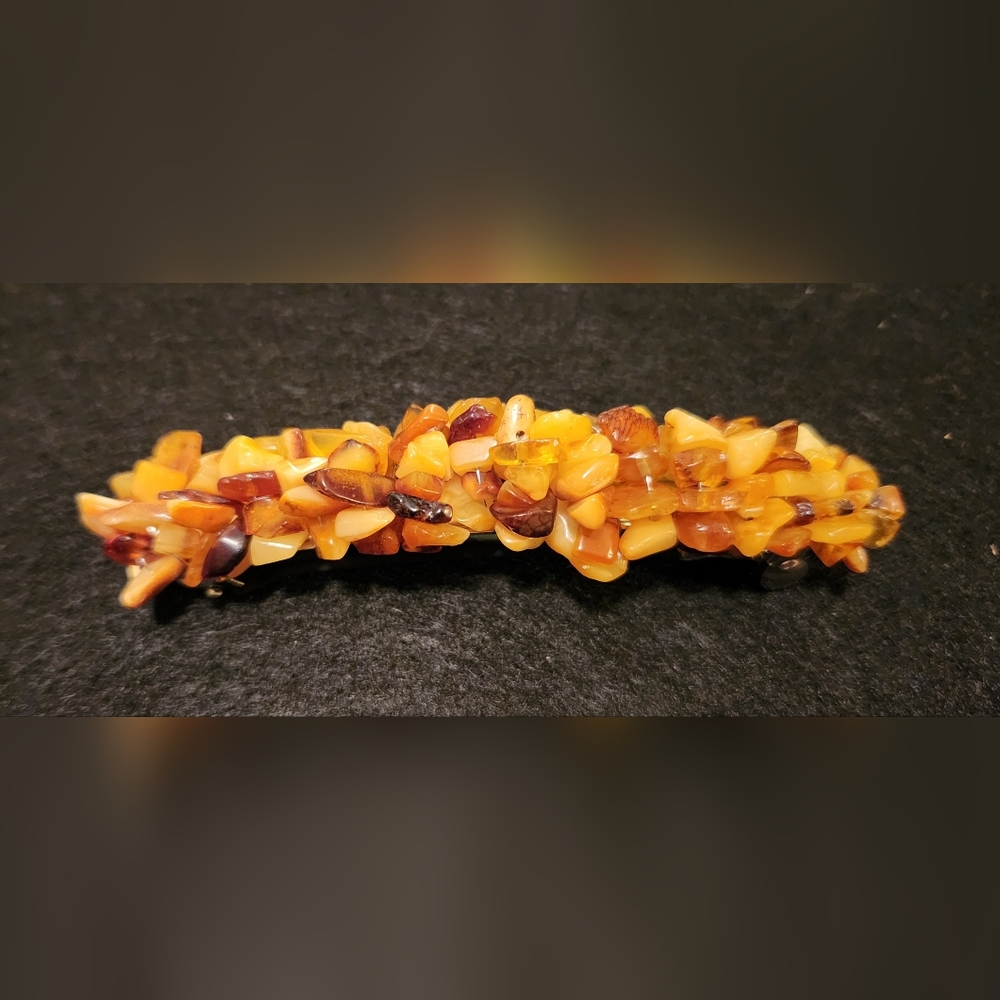 Hand Crafted Hair Barrette -Honeycomb Amber